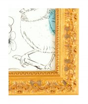 Golden carved picture frame with patina