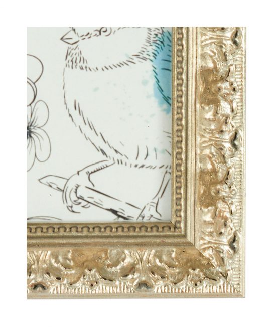 Silver carved frame with patina
