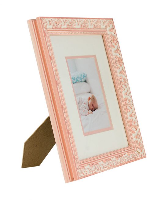 Red carved frame with double matboard