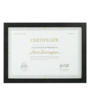 black wood certificate frame