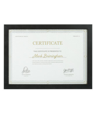 black wood certificate frame