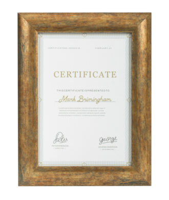 curved gold certificate frame side