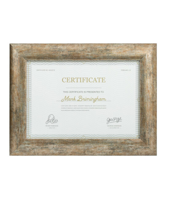 curved silver certificate frame
