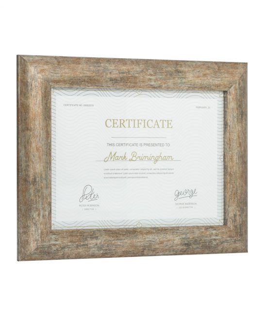 curved silver certificate frame side