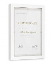 white wood certificate frame side