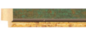 Λεπτή πράσινη κορνίζα με χρυσή ρίγα frame piece